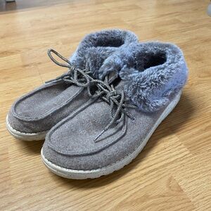 Cozy Gray Fur-Lined Women's Hey Dude Shoes